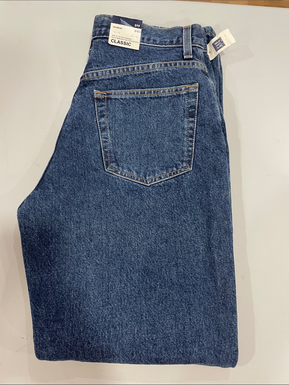 Women’s Gap vintage 2002 y2k classic zip stone wash denim jeans new 12 loose fit